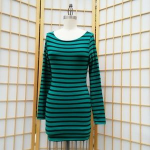Forever 21 Green Striped Bodycon Dress Size Small